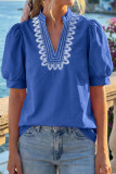V-neck Bubble Short Sleeved T-shirt