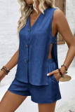 Large Size Cardigan Vest Shorts Two-piece Set