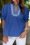 V-neck Bubble Short Sleeved T-shirt