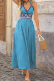 V-neck Hanging Neck Jacquard Dress