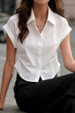 Lapel Drawstring Waist Cinching Shirt