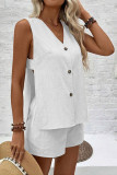 Large Size Cardigan Vest Shorts Two-piece Set