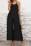 Sleeveless Backless Solid Color Jumpsuit