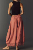 High Elastic Waisted Lace Wide Leg Pants