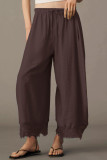 High Elastic Waisted Lace Wide Leg Pants