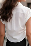 Lapel Drawstring Waist Cinching Shirt