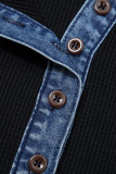 Lapel Denim Knit Short Sleeved Shirt