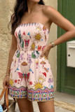 Printed Sleeveless Strapless Jumpsuit Shorts