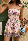 Printed Sleeveless Strapless Jumpsuit Shorts