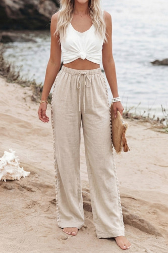 Bohemian Shell Drawstring Wide Leg Pants