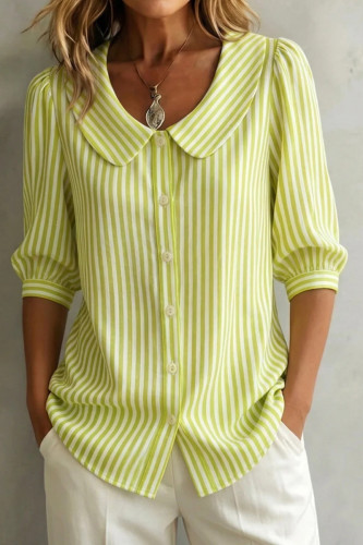 Summer Mid Sleeve Striped Printed Shirt