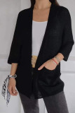 Large Size Solid Color Knitted Cardigan
