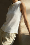 Linen Sleeveless Solid Color Vest