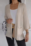 Large Size Solid Color Knitted Cardigan