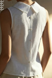Linen Sleeveless Solid Color Vest
