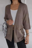 Large Size Solid Color Knitted Cardigan