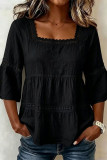 Square Collar Lace Seven Quarter Sleeved Shirt