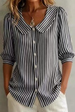 Summer Mid Sleeve Striped Printed Shirt