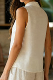 Retro Solid Color Linen Sleeveless Shirt