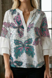 Large Size Digital Printed Bubble Sleeve Shirt