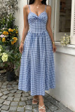Sleeveless Waist Cinched Plaid Camisole Dress