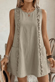 Round Neck Solid Color Sleeveless Dress