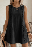 Round Neck Solid Color Sleeveless Dress