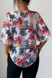 Printed Loose Chiffon Short Sleeved Shirt