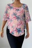 Printed Loose Chiffon Short Sleeved Shirt