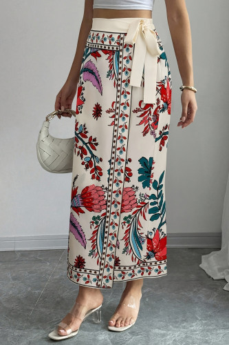 Printed Strap High Waisted Skirt