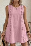 Round Neck Solid Color Sleeveless Dress