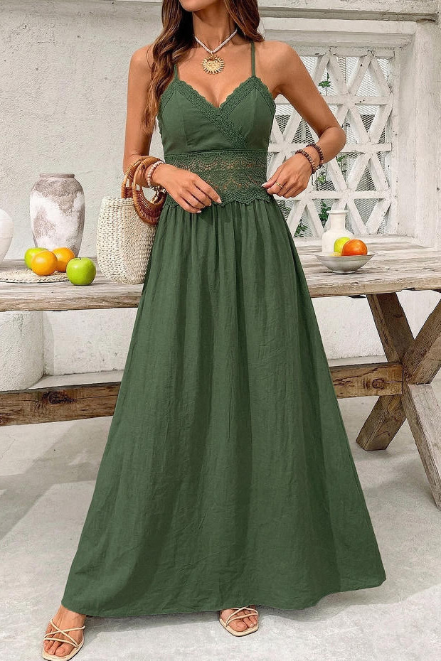 Bohemian Lace Sleeve Backless Dress