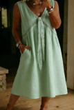 V-neck Sleeveless Lace Vest Dress