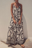 Vacation Style V-neck Printed Sleeveless Dress