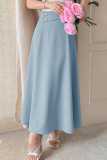 Solid Color Button High Waisted Skirt