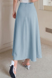 Solid Color Button High Waisted Skirt