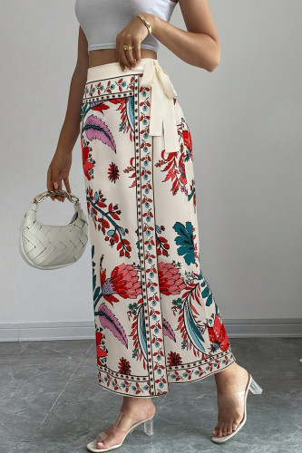 Printed Strap High Waisted Skirt