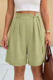 Solid Color High Waisted Pleated Suit Shorts