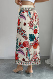 Printed Strap High Waisted Skirt