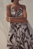 Vacation Style V-neck Printed Sleeveless Dress