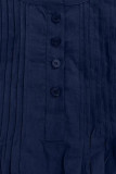 Large Size Pleated Round Neck Long Sleeved Shirt