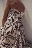Vacation Style V-neck Printed Sleeveless Dress