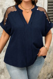 Large Size Mesh Short Sleeved V-neck Shirt