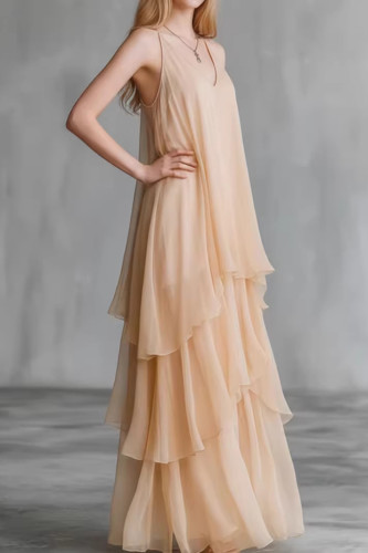 V-neck Camisole Sleeveless Chiffon Dress