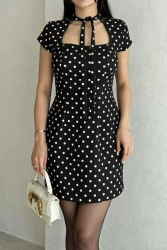 French Polka Dot Slim Fit Dress