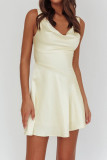 Satin Sleeveless Backless Dress