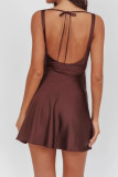 Satin Sleeveless Backless Dress