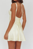 Satin Sleeveless Backless Dress