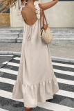 Backless Flower Shoulder Sleeveless Maxi Dress