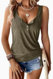 Solid Color U-neck Drawstring Sleeveless Vest